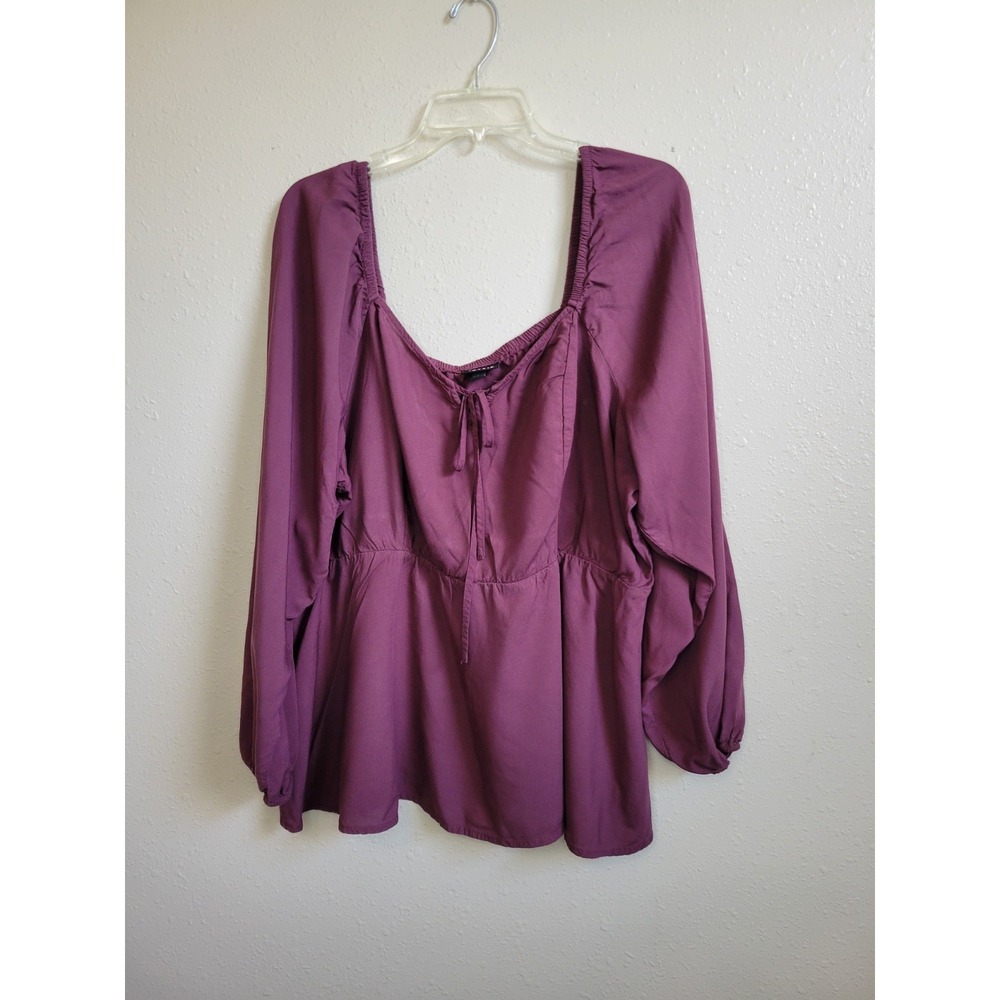 Torrid‎ Women's Babydoll Top Drawstring Long Balloon Sleeve Sz 3